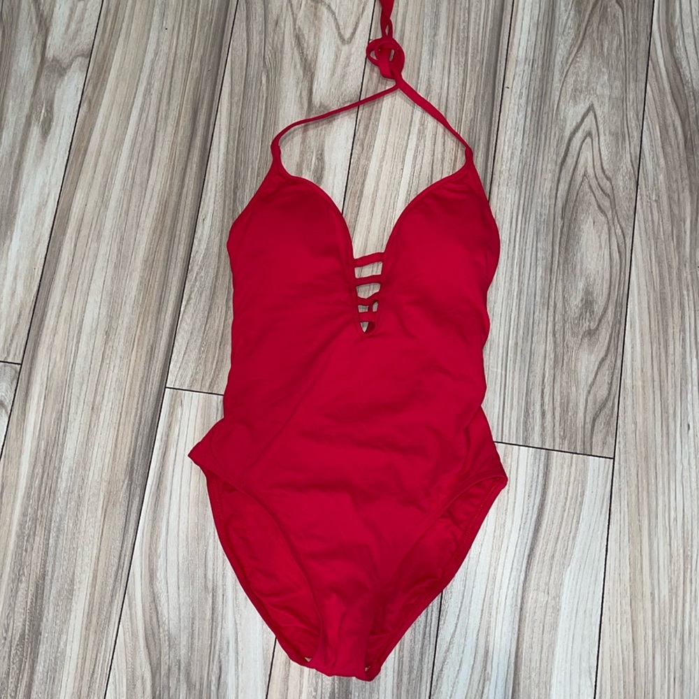 La Blanca Red Halter One-Piece Swimsuit